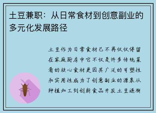 土豆兼职：从日常食材到创意副业的多元化发展路径